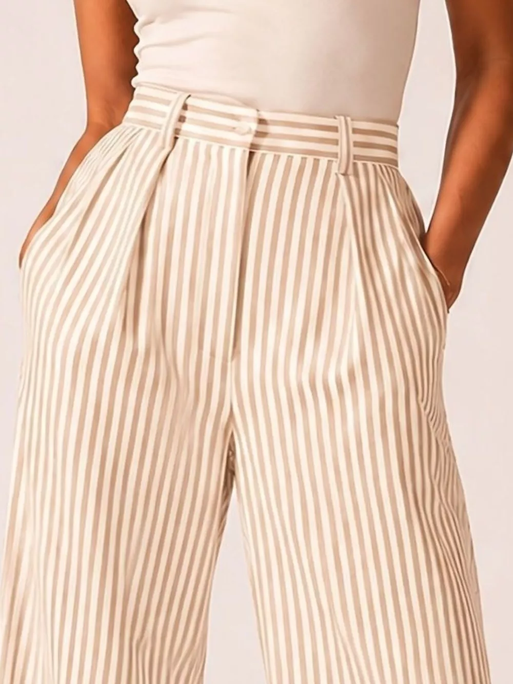 High-Waisted Wide-Leg Striped Pants, image 8