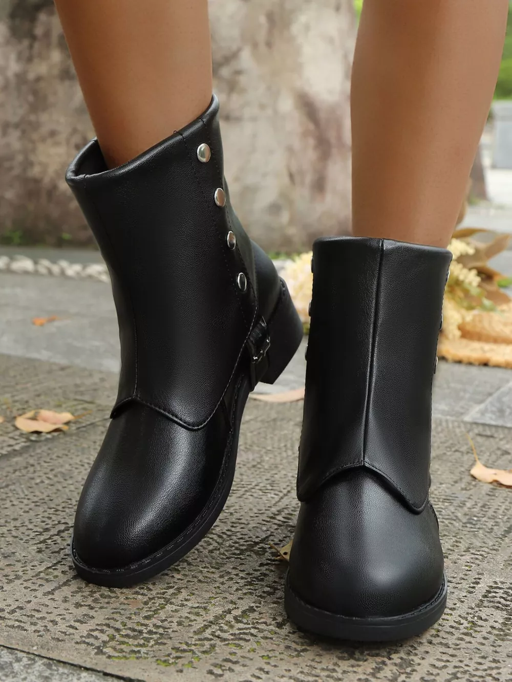 Buckle Block Heels Boots, image 3