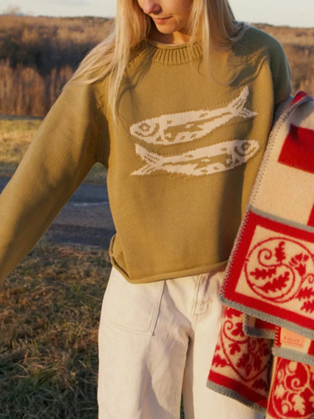 Fish Pattern Crew Neck Sweater, image 9