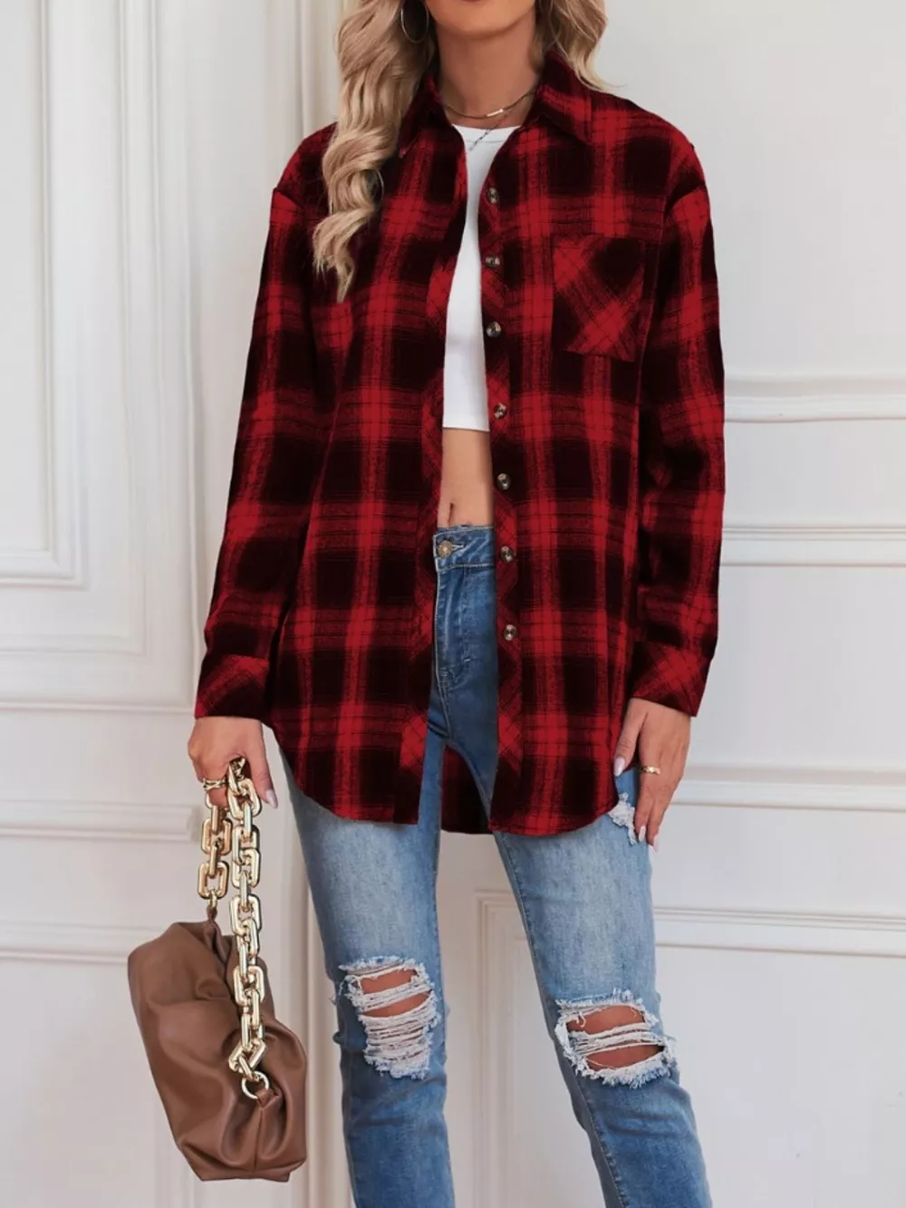 Casual Plaid Button Up Shirt, image 9