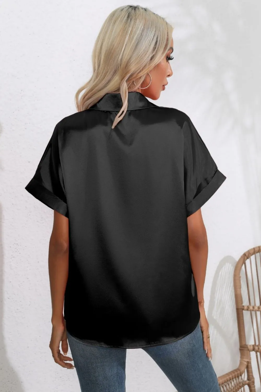Collared Neck Short Sleeve Shirt, image 25