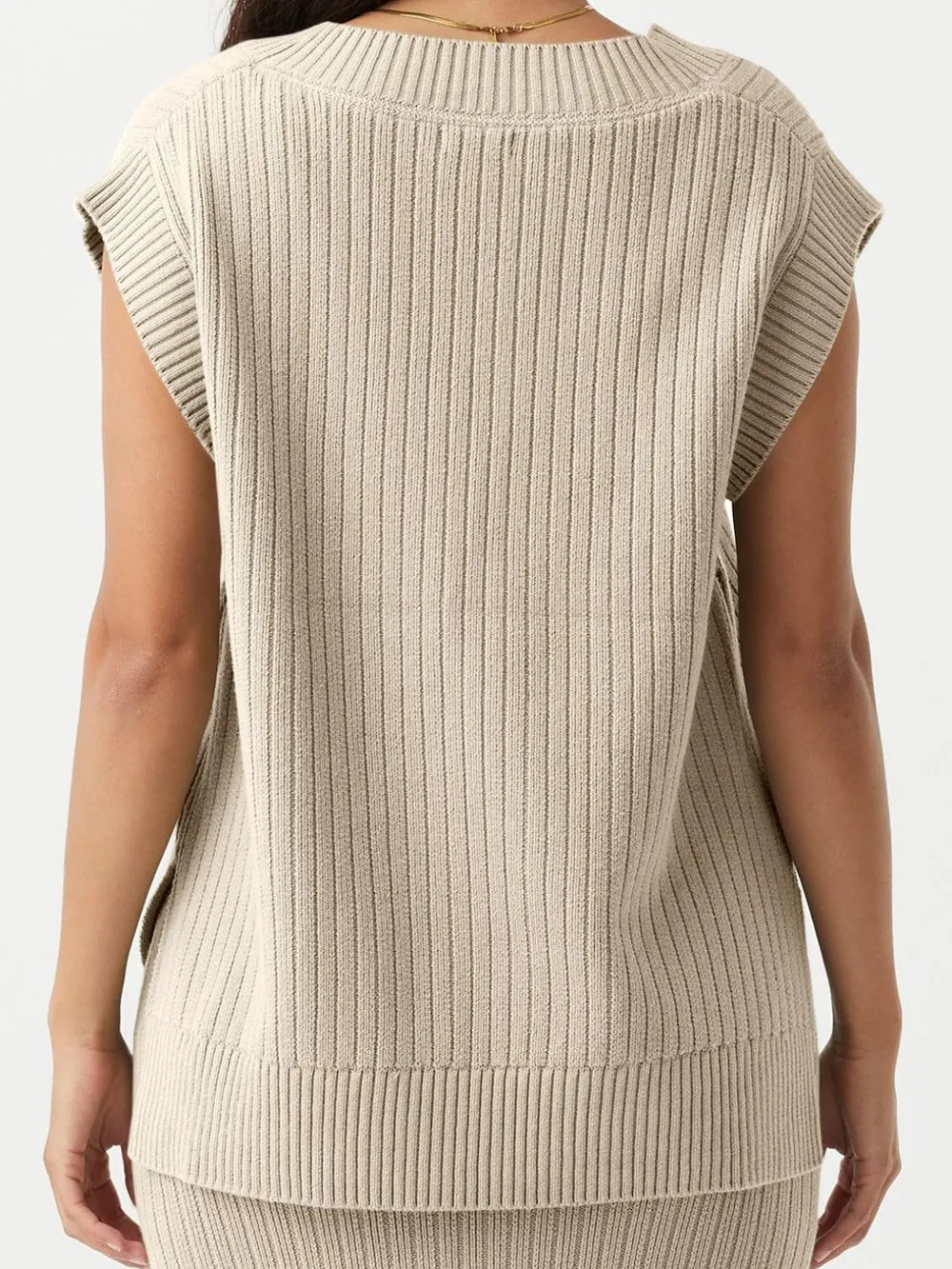 Ribbed V-Neck Sweater Vest, image 9