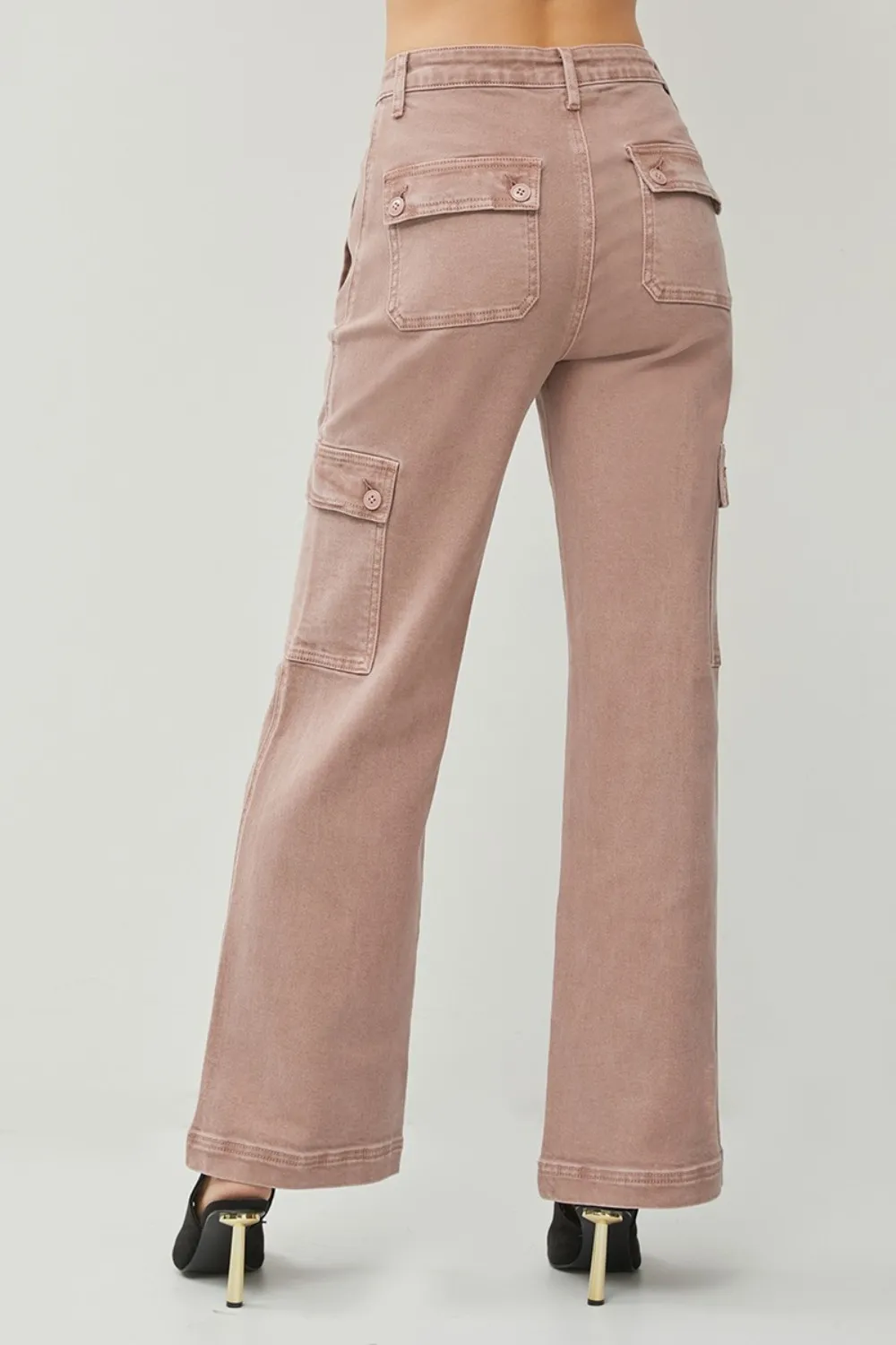 Full Size High Rise Wide Leg Cargo Jeans, image 4