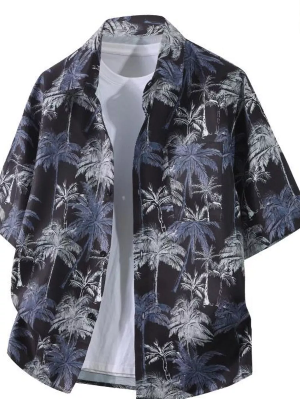 Men's Plus Size Tropical Print Short Sleeve Casual Shirt, image 4