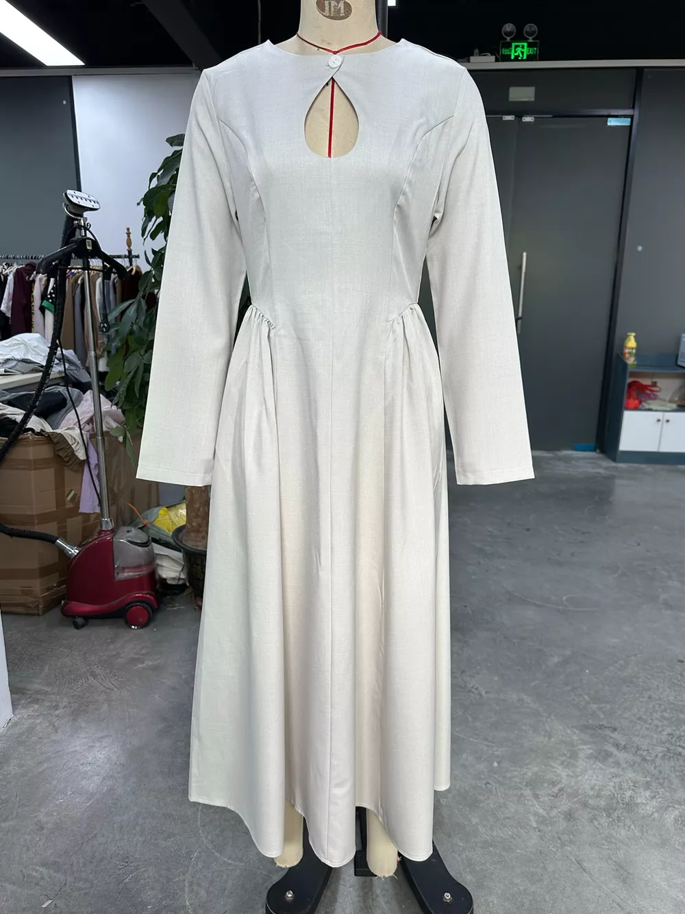 Cutout Front Long Sleeve A-Line Dress, image 7
