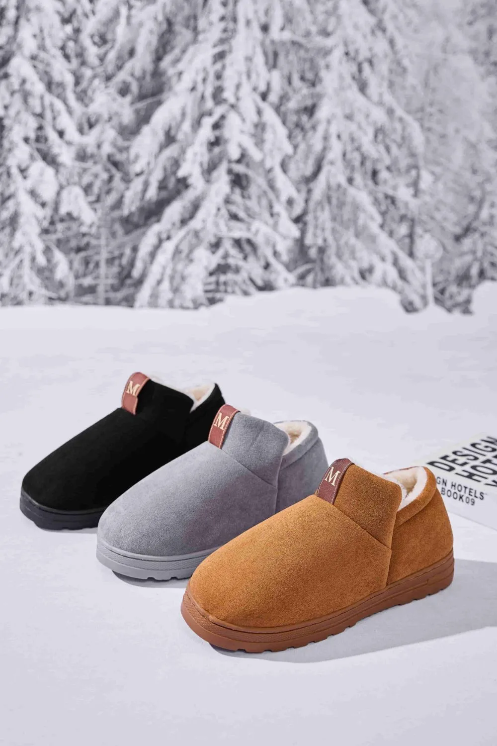 Letter M Suede Round Toe Slippers, image 3