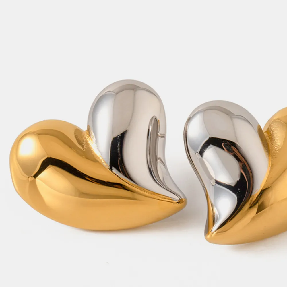 Heart Shape Stainless Steel Stud Earrings, image 2