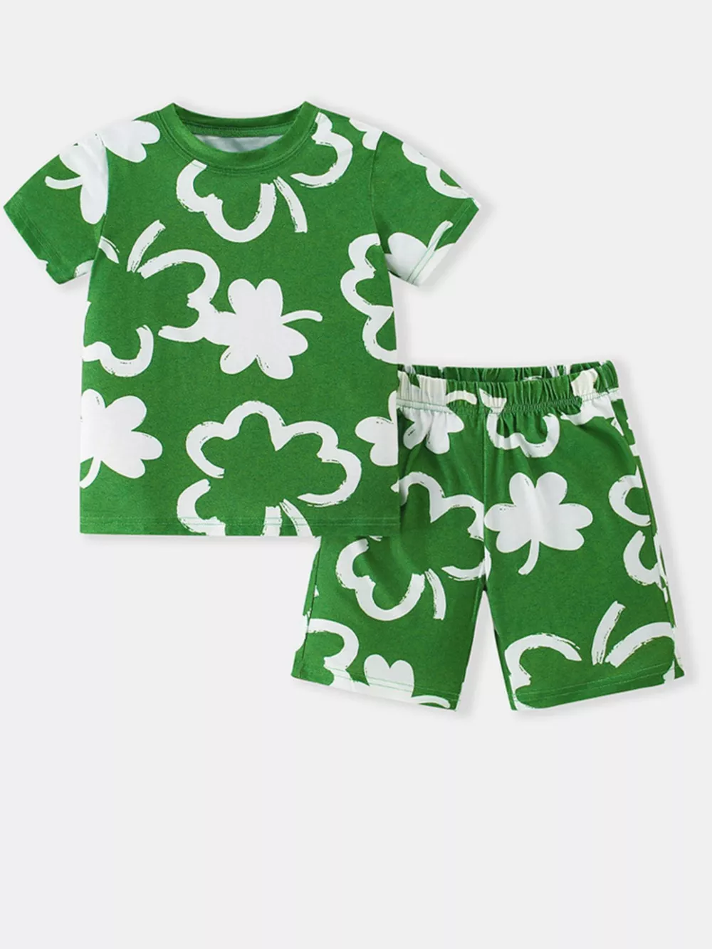 Children's Lucky Clover Print T-Shirt and Shorts Set