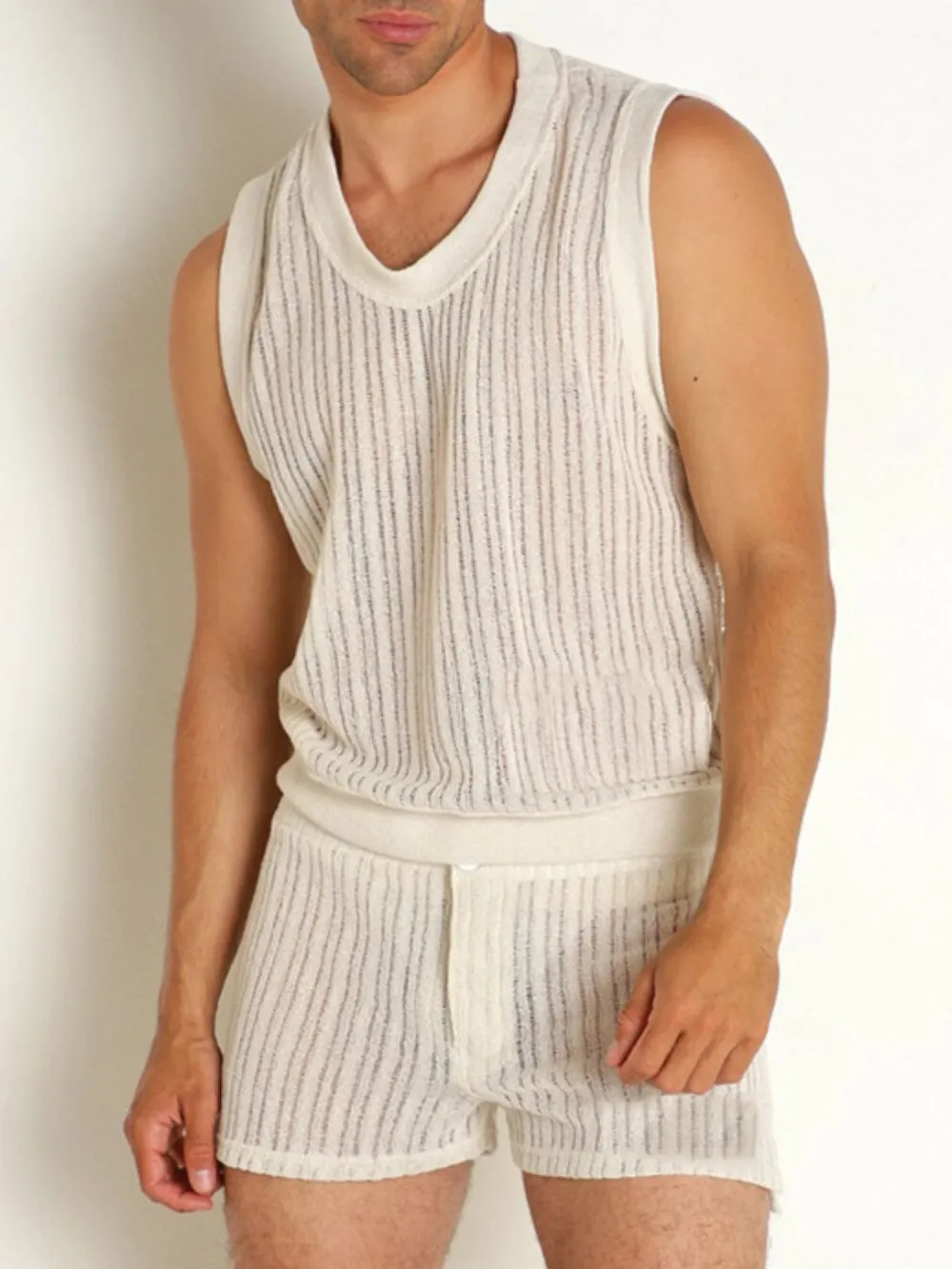 Men's Full Size Round Neck Tank and Shorts Set Plus Size, image 4