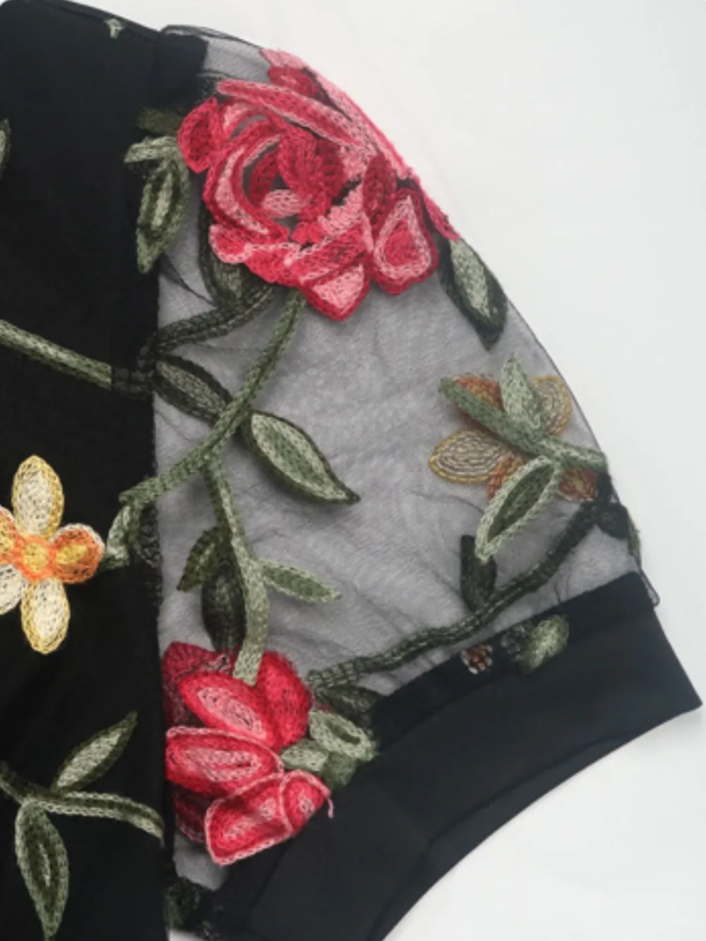 Embroidered V-Neck Floral Bodysuit, image 5