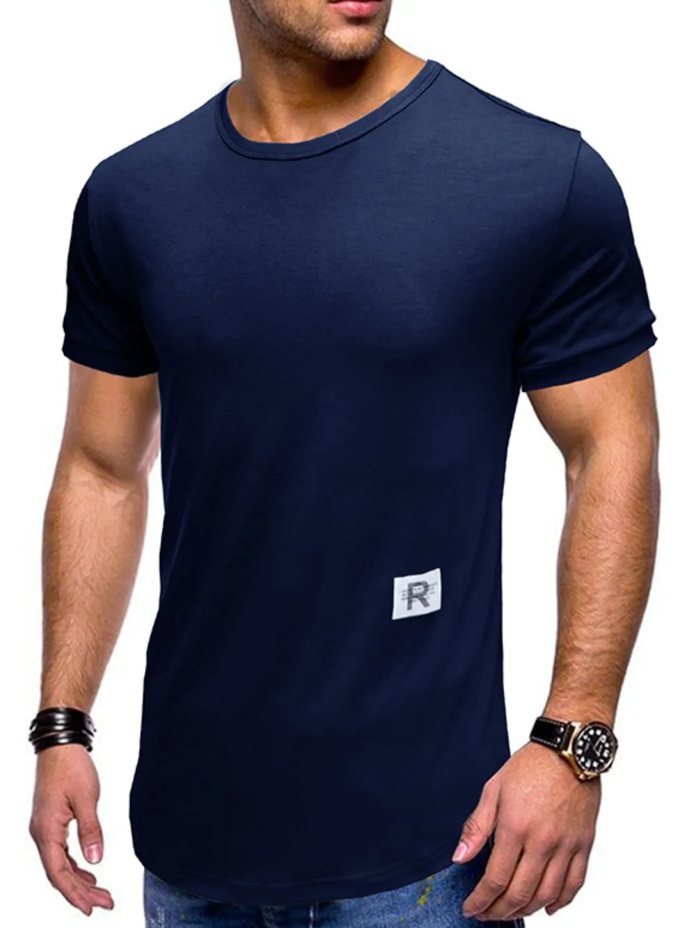 Men's Crew Neck Solid Color Basic T-Shirt, image 8