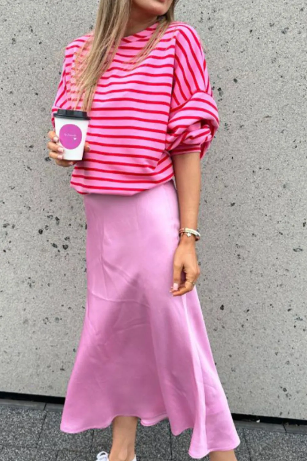 Striped Round Neck Long Sleeve Sweatshirt, image 10