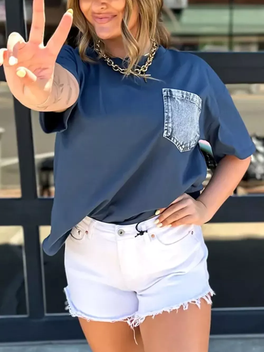 Denim Pocket Relaxed Fit T-Shirt, image 3