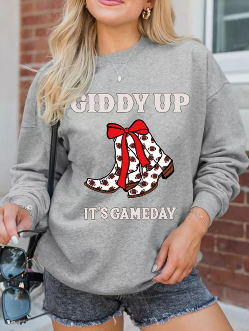 GIDDY UP ITS GAME DAY Cowgirl Boots Graphic Sweatshirt, image 4
