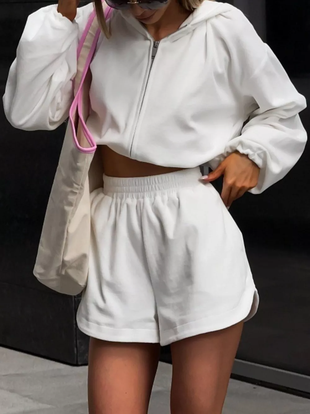 Zip Up Crop Hoodie and Shorts Set, image 19