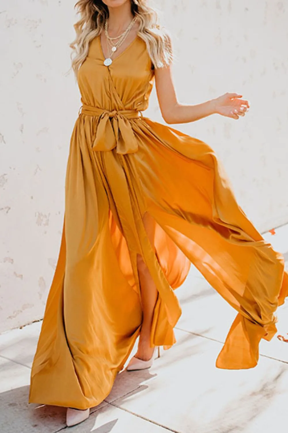 Surplice Tie Waist Maxi Dress, image 5