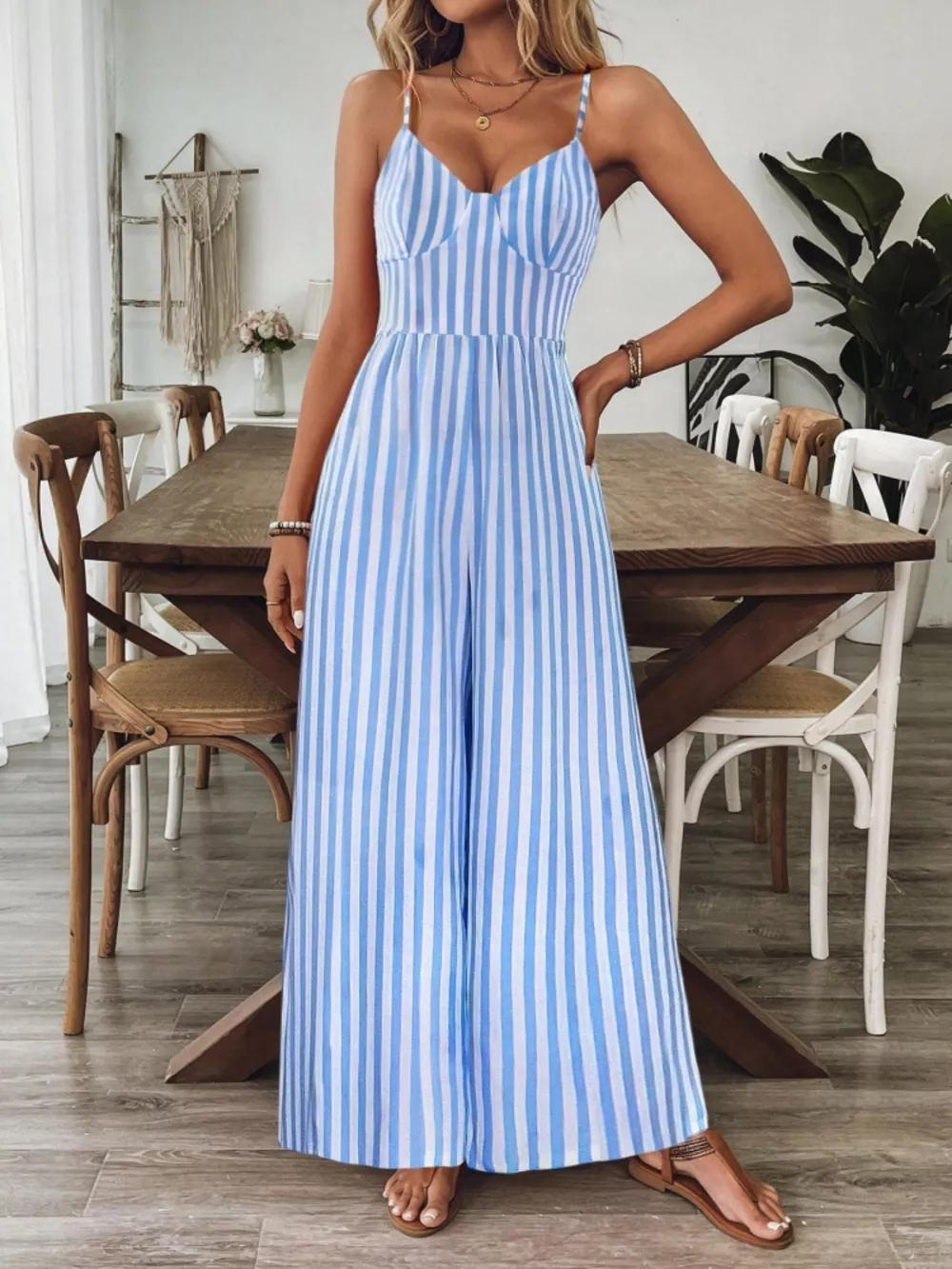Spaghetti Strap Wide Leg Jumpsuit, image 9