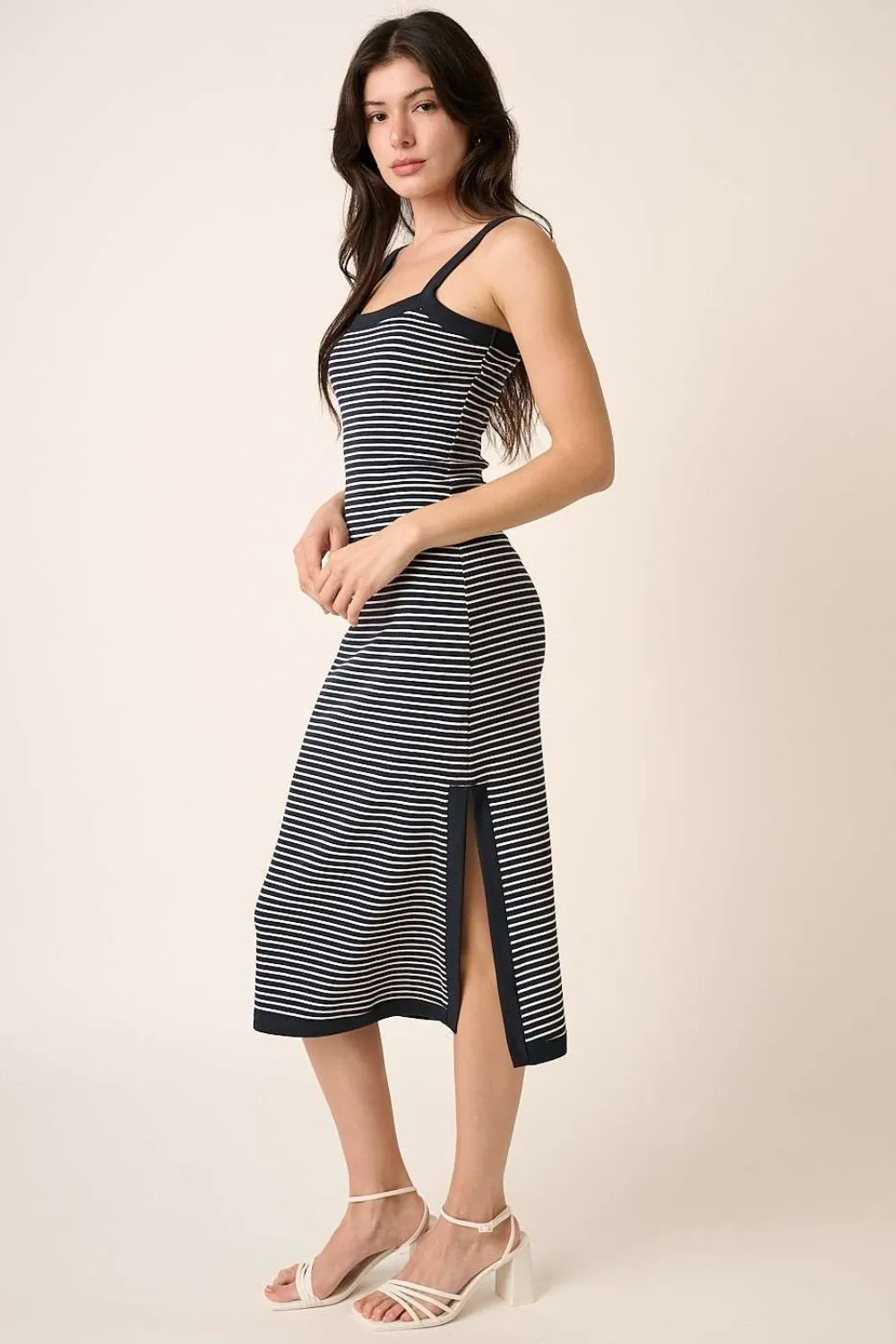 Contrast Striped Midi Cami Dress, image 3
