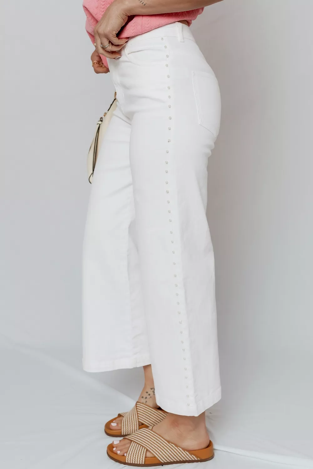 Pearl Embellished Side Seam Ankle-length Shift Jeans, image 3