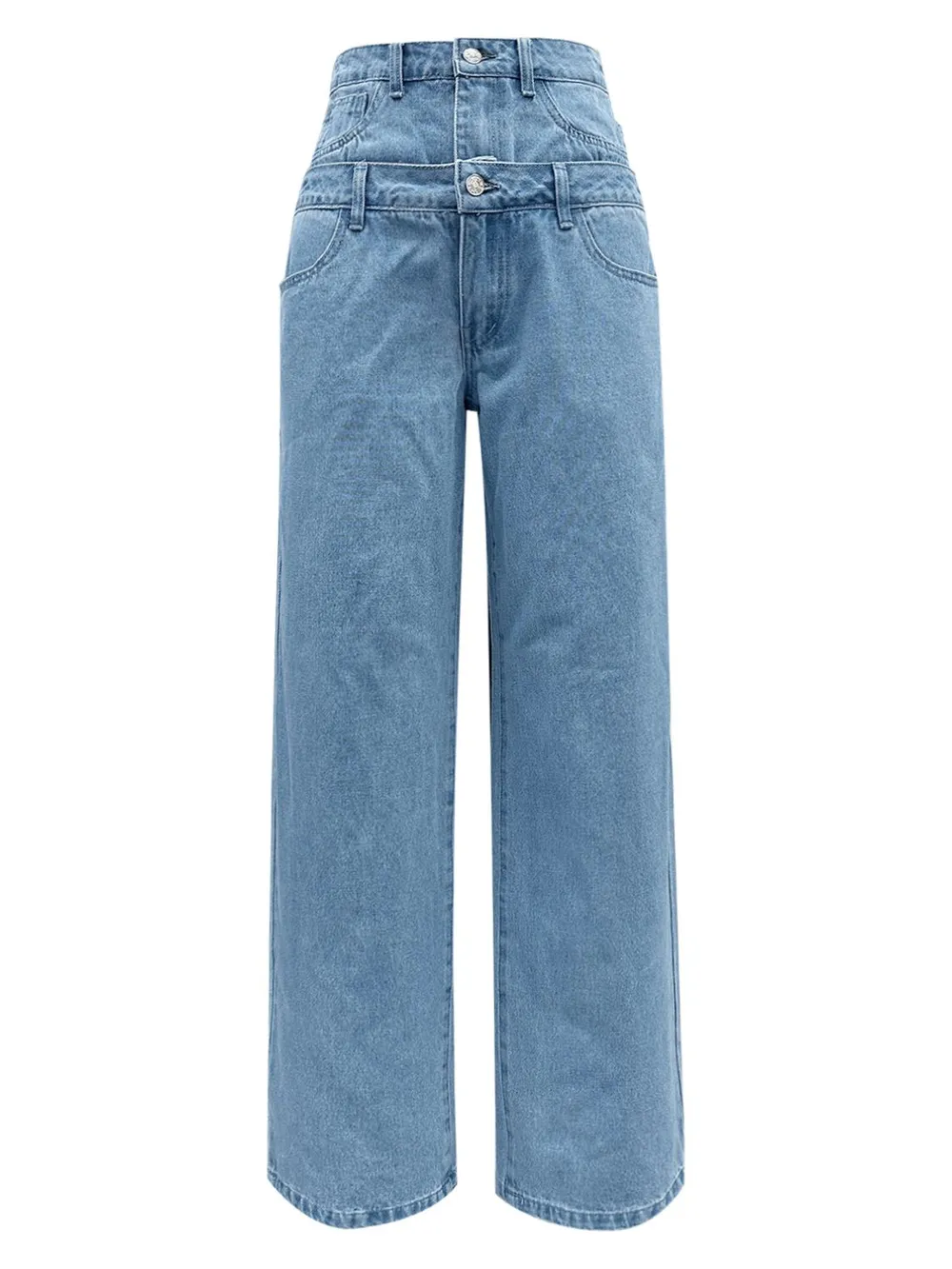 Faux Layered High Waist Jeans, image 2