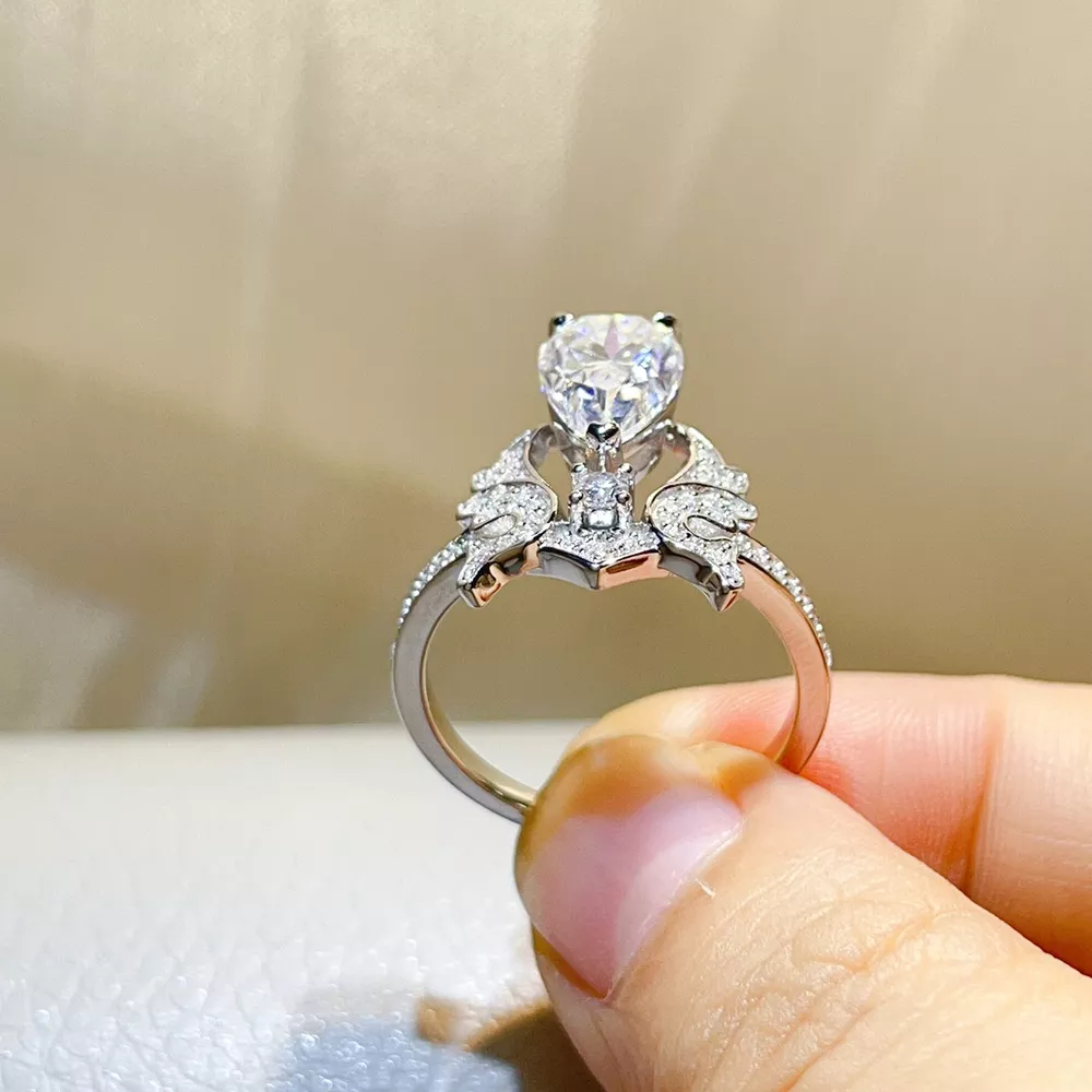 5 Carat 925 Sterling Silver Moissanite Teardrop Ring, image 5
