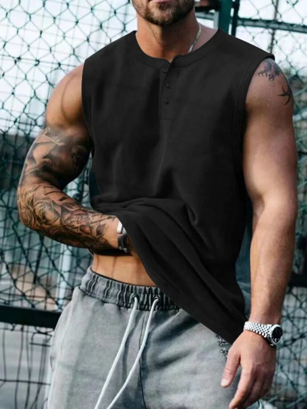 Men's Plus Size Round Neck Tank, image 3