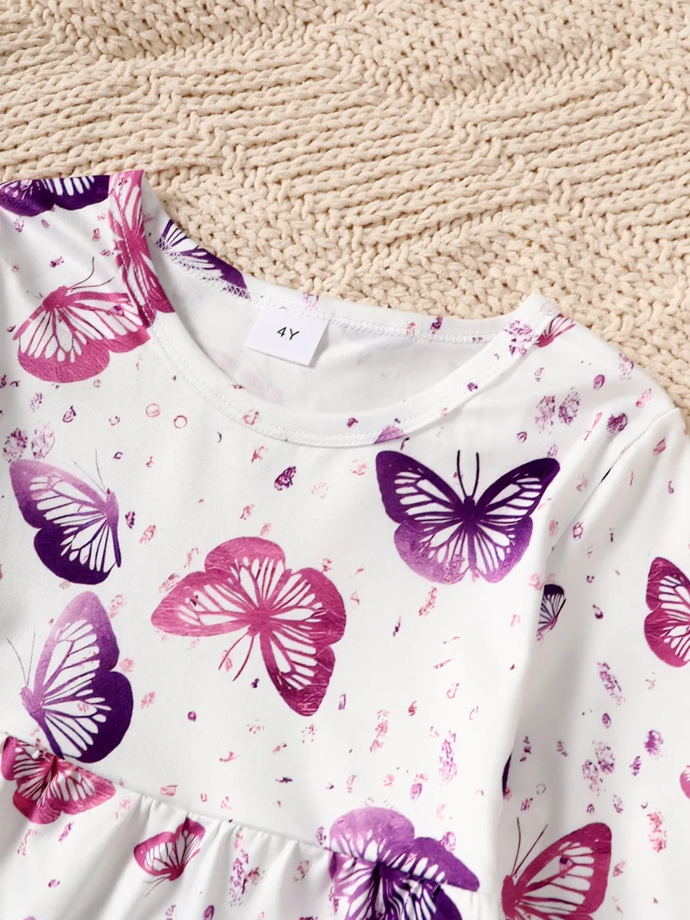 Children's Butterfly Print Top and Flare Pants Set, image 4