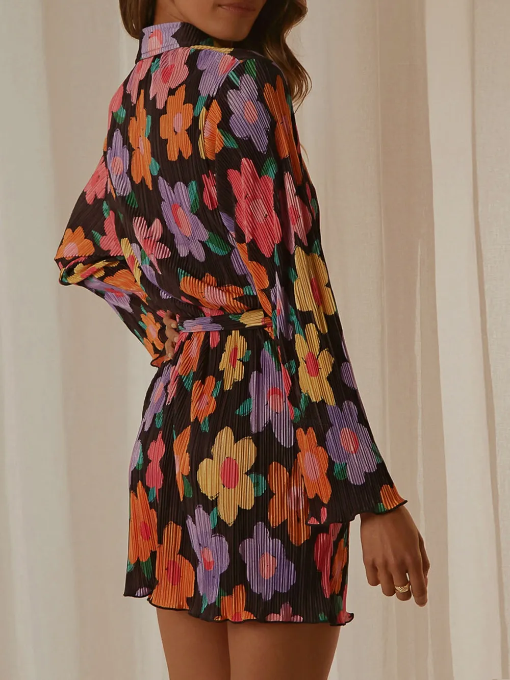 Printed Long Sleeve Mini Dress, image 21