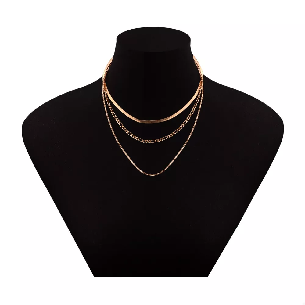 18K Gold-Plated Three-Layered Necklace, image 5