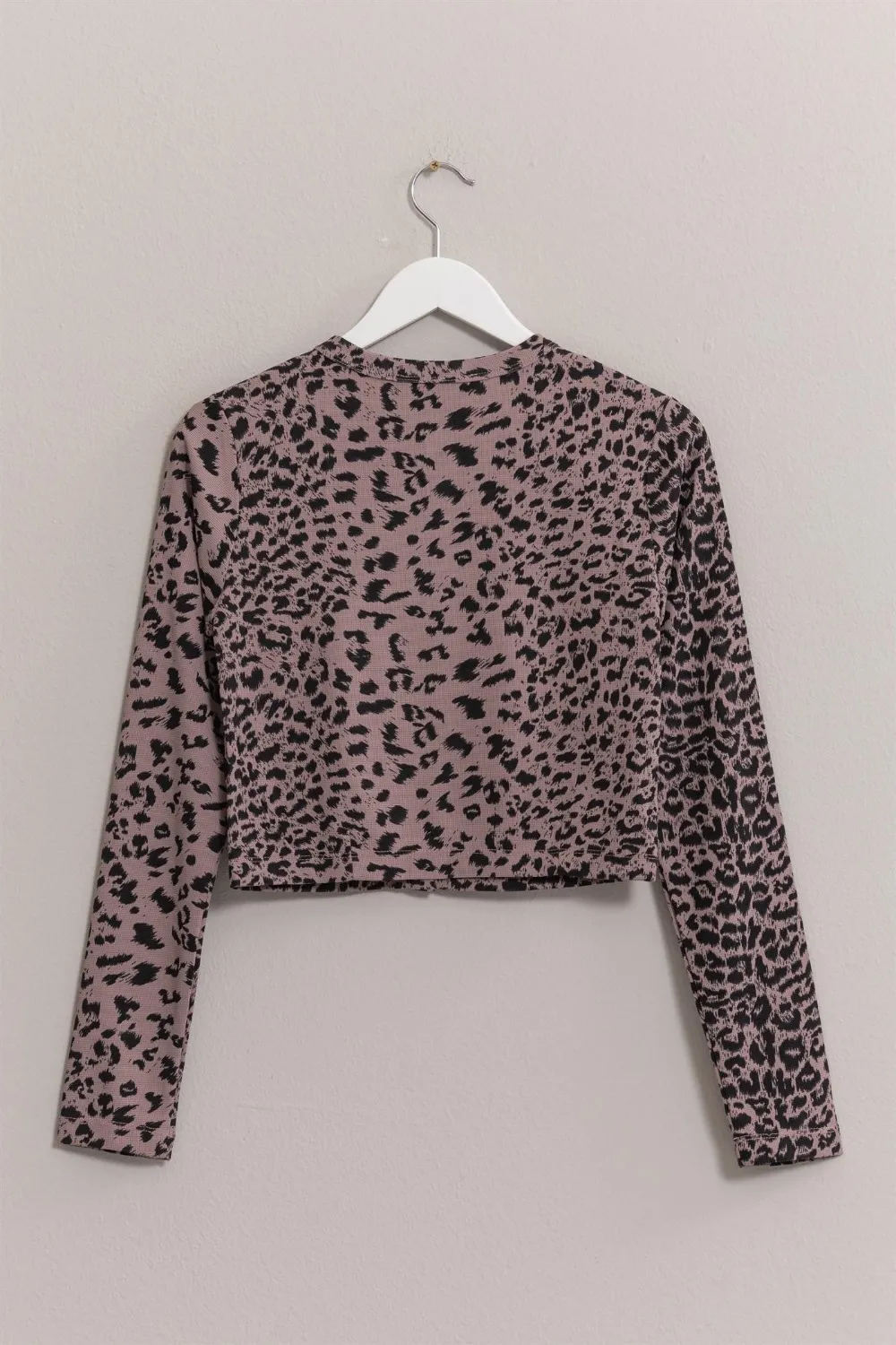 Animal Print Snap Down Crop Cardigan, image 2