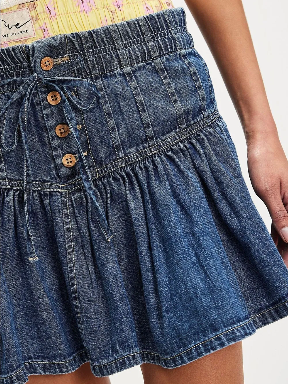 Buttoned Ruffled Mini Denim Skirt, image 7