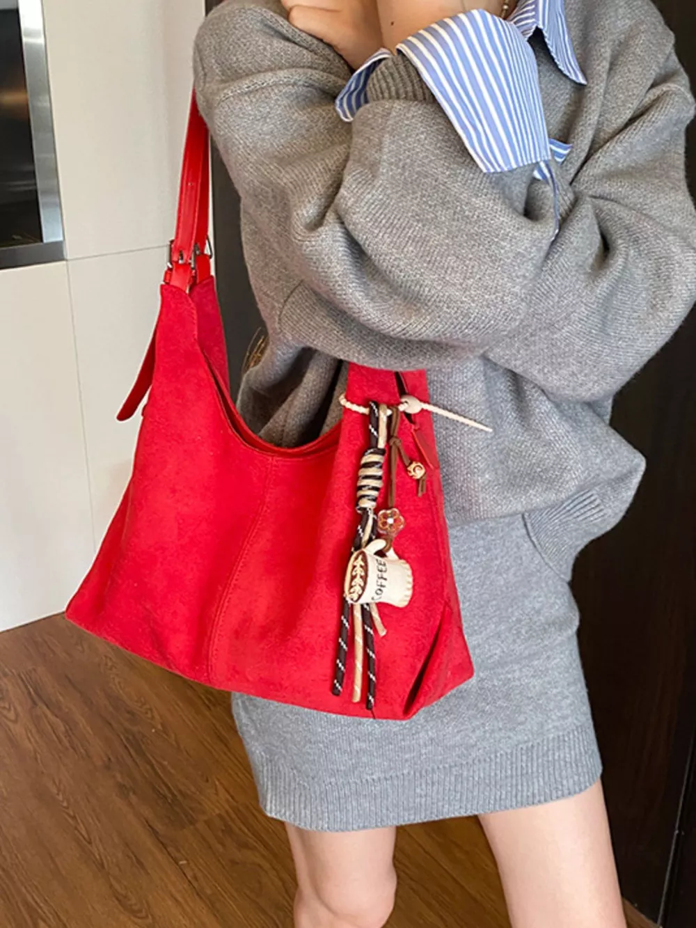 Solid Color Shoulder Bag