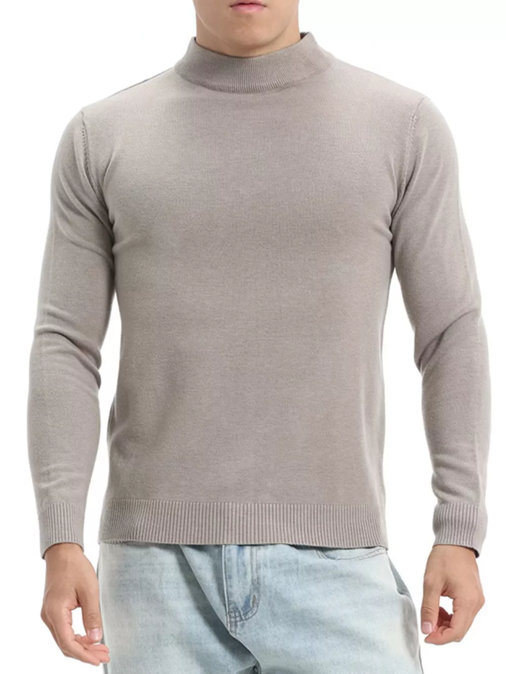 Men's Plus Size Slim-Fit Mock Neck Knit Top, image 11