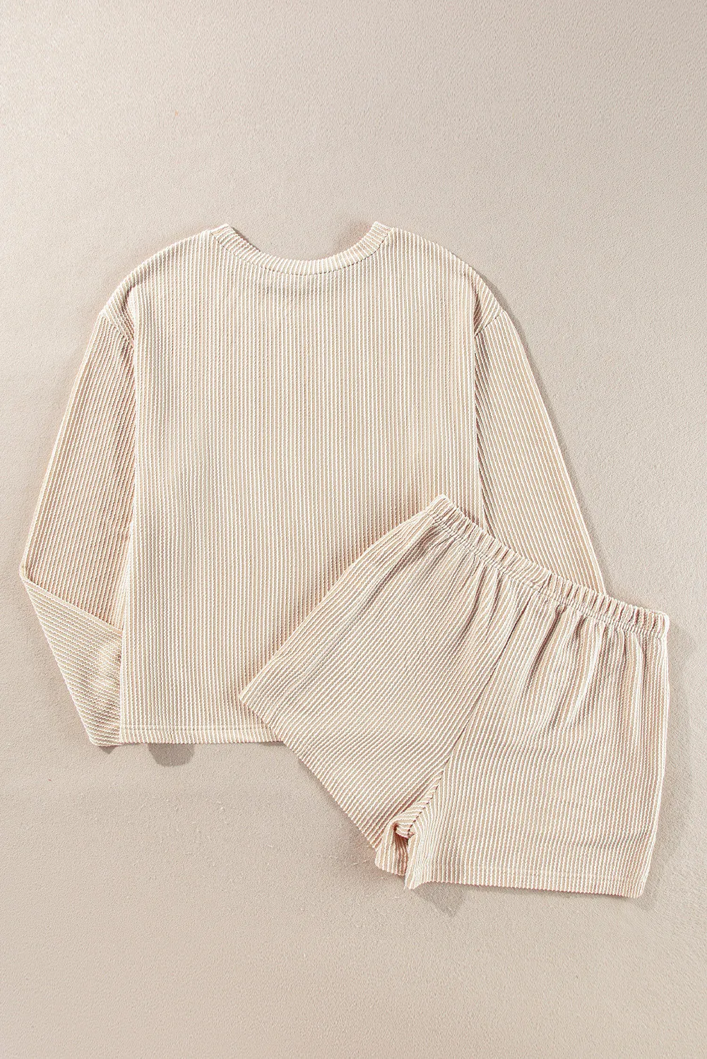 Round Neck Long Sleeve Top and Shorts Set, image 9