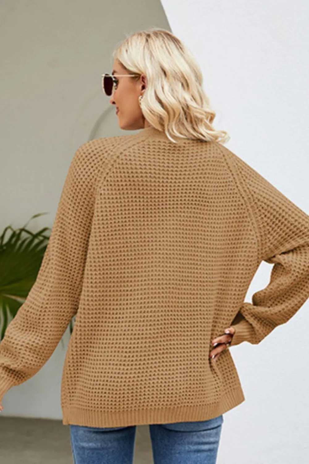 Open Front Raglan Sleeve Pocketed Cardigan, image 13