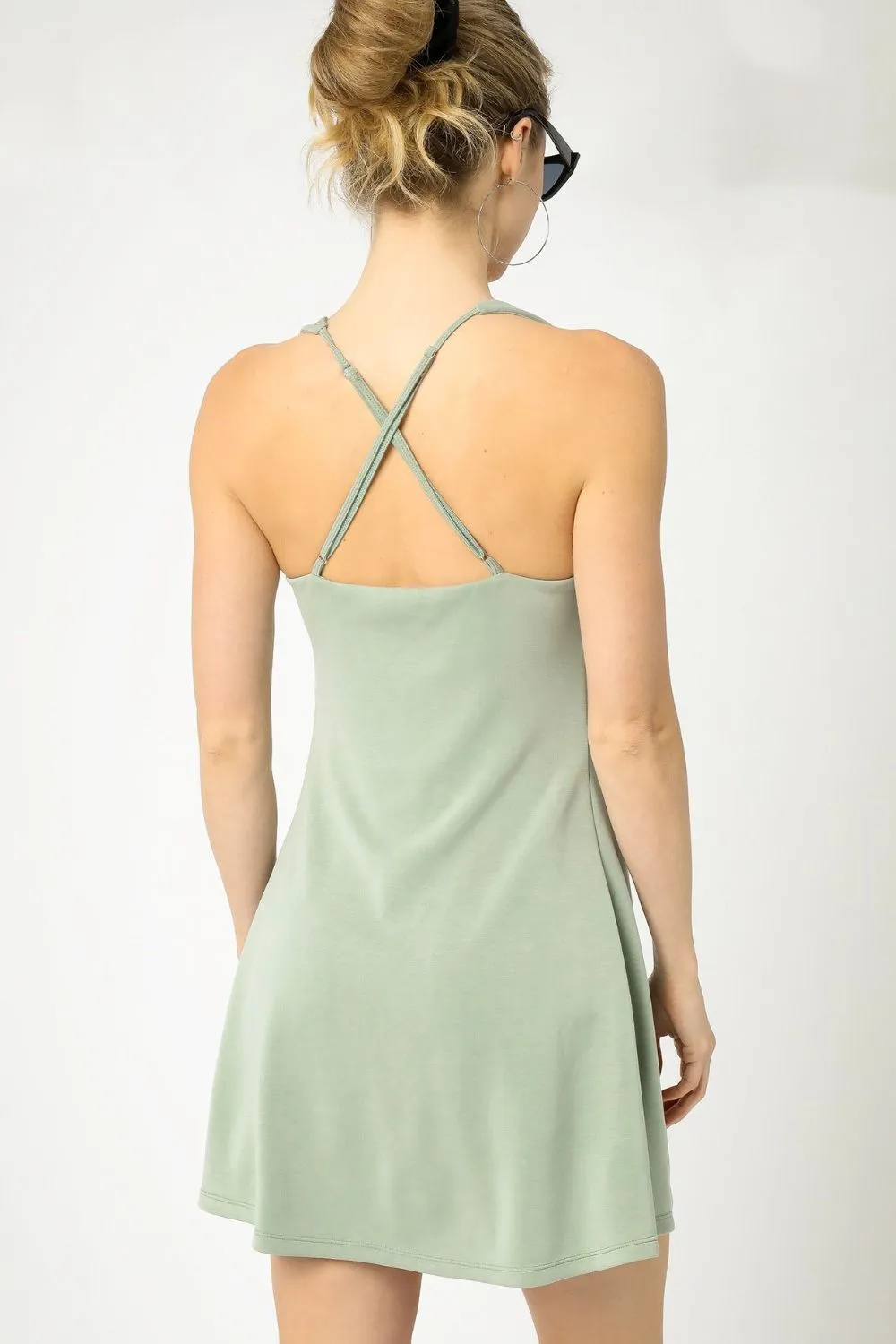 Crisscross Square Neck Active Dress, image 3