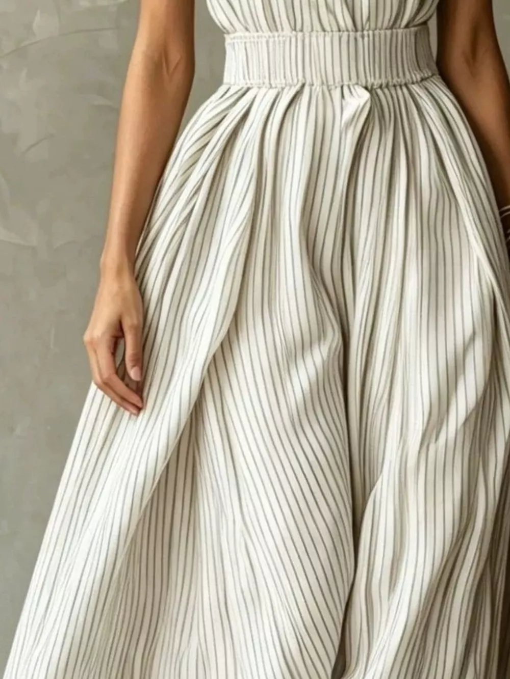 Striped Mock Neck Sleeveless Maxi Dress, image 3