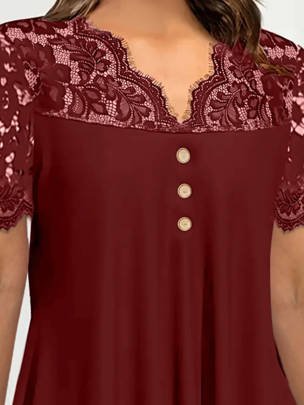 Lace Panel Short Sleeve Blouse, image 8