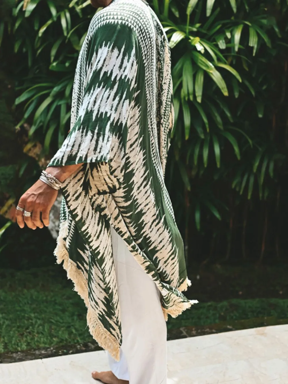Men's Full Size Fringe Open Front Cover-Up Plus Size, image 2