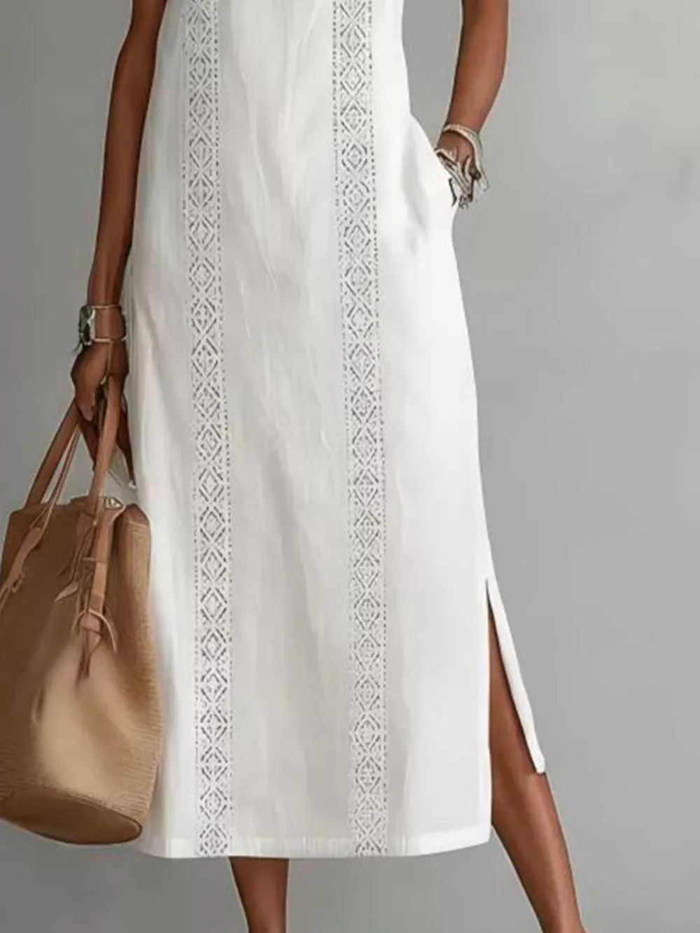 Full Size Side Slit Sleeveless Midi Dress Plus Size, image 3
