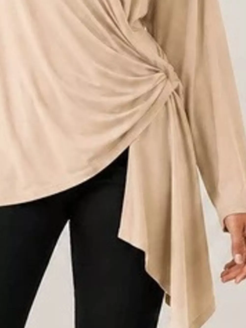 Long Sleeve Wrap T-Shirt with Side Knot Detail, image 6