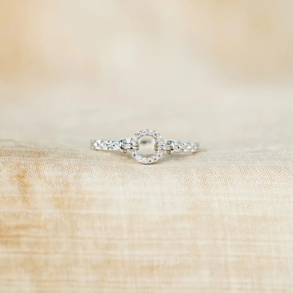 Inlaid Zircon 925 Sterling Silver Ring, image 3