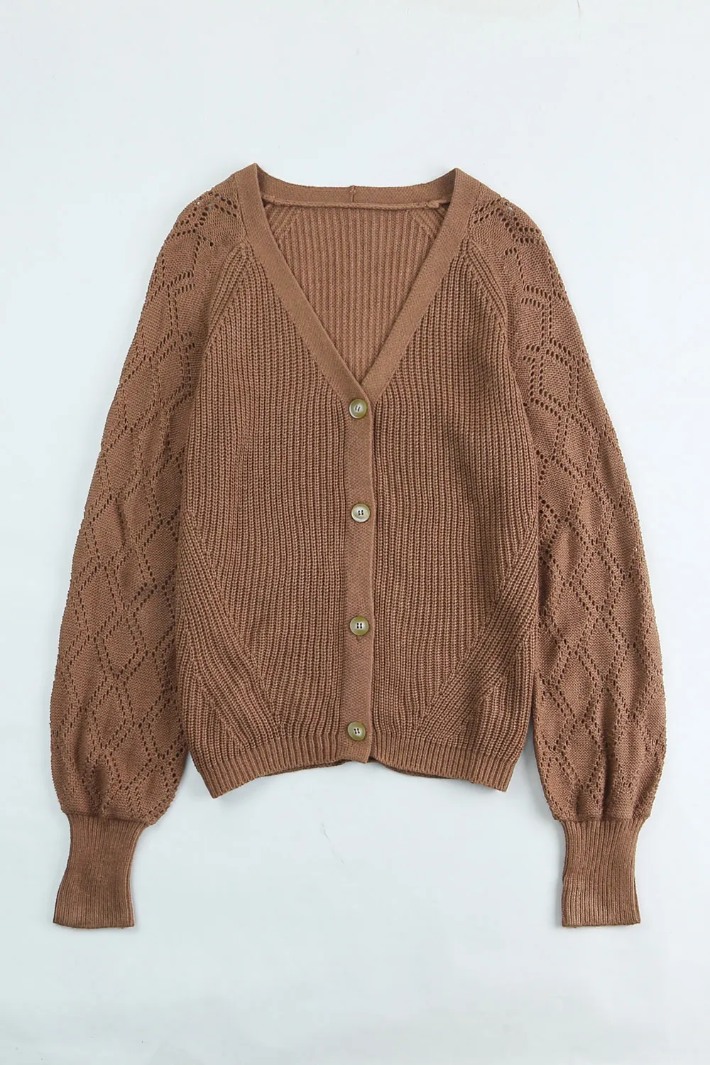 Openwork V-Neck Button Up Cardigan, image 20