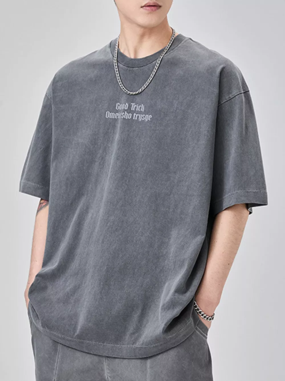 Men's Plus Size Letter Round Neck Short Sleeve T-Shirt, image 8