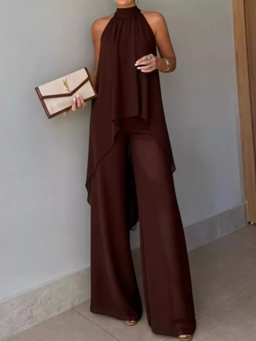 Full Size High-Low Sleeveless Top and Wide-Leg Pants Two-Piece Set Plus Size, image 8