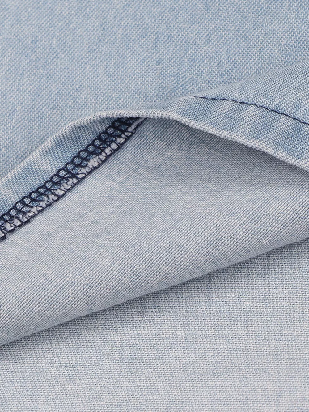 Zip Front Short Sleeve Denim Dress, image 17