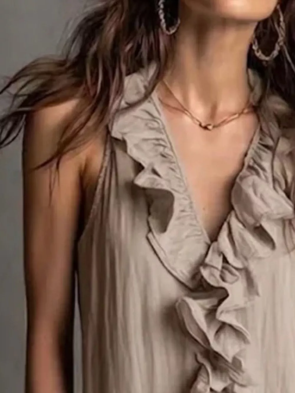 Sleeveless Ruffle Trim V-Neck Midi Dress, image 8