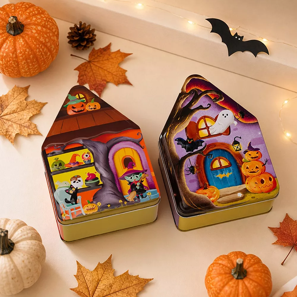 Halloween House Shaped Metal Candy Storage Box, image 7