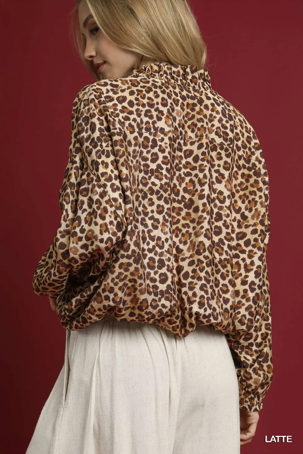Leopard Print Balloon Sleeve Blouse, image 3