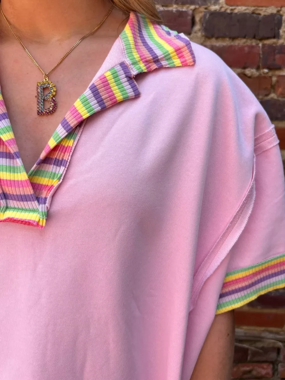 Rainbow Trim Side Slit Top, image 3